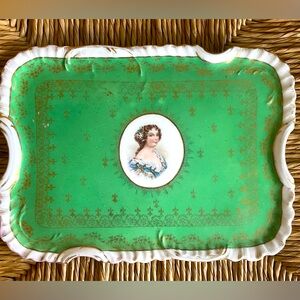 Victoria Carlsbad Austria Antique Dresser Tray Plate w/ Lady’s Portrait 11x8